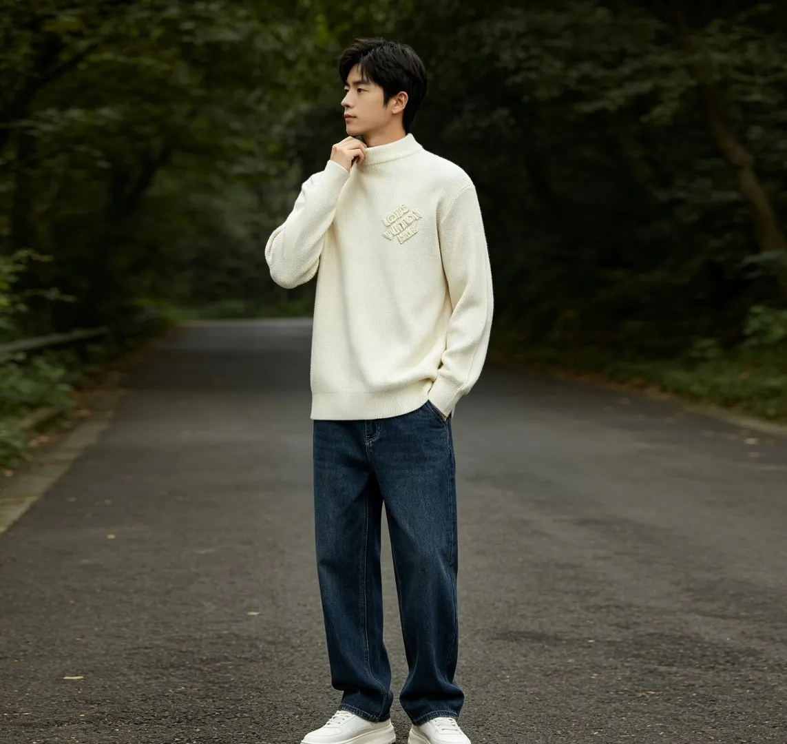 Louis Vuitton/Louis Vuitton Letter Embroidered Round Neck Sweater